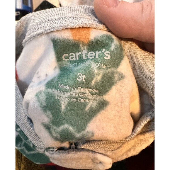 carter s 3t lot set of 2 fleece footed sleepers plaid christmas holiday nwt - Picture 4 of 5